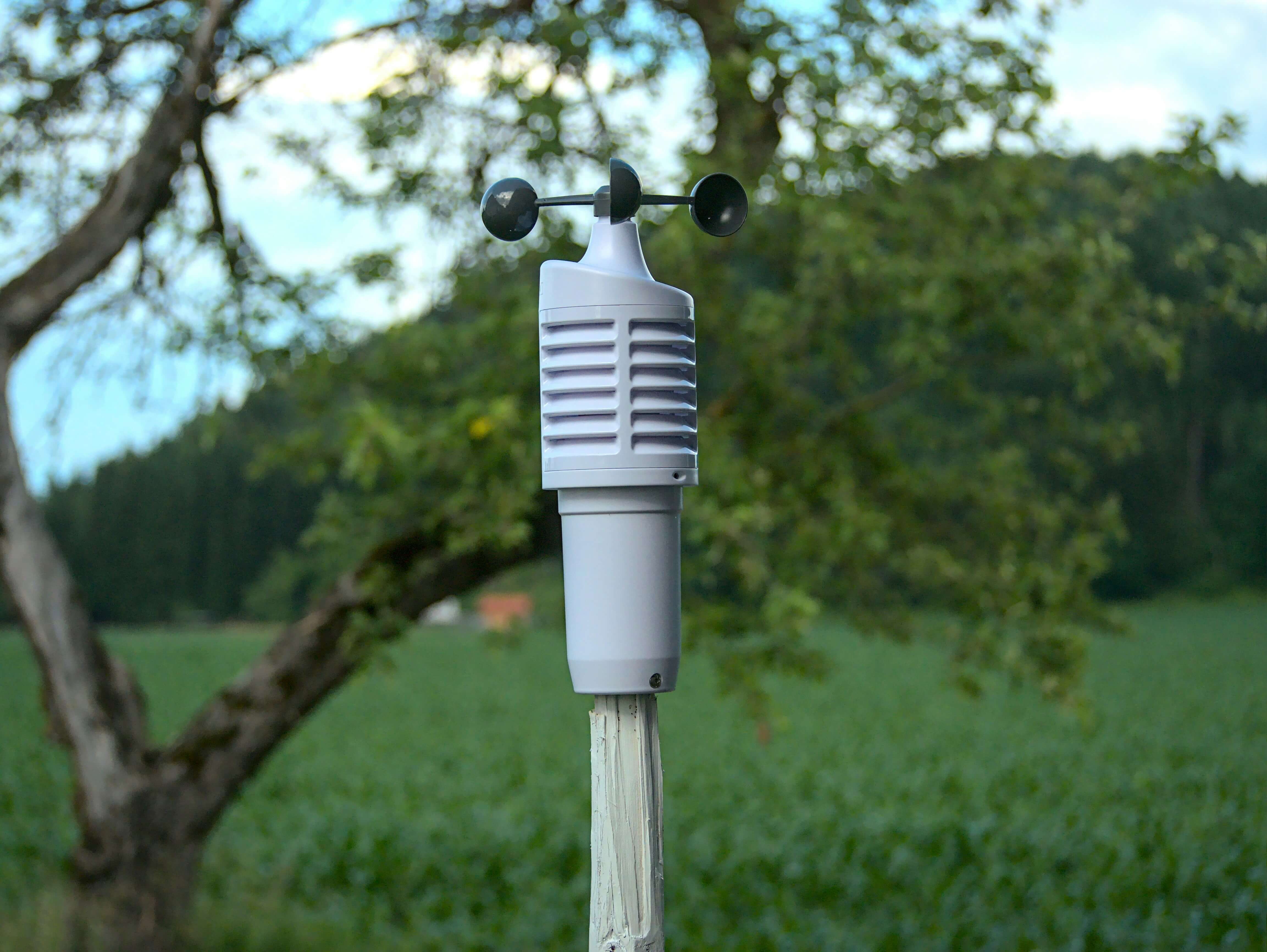 an anemometer measuring the wind speed